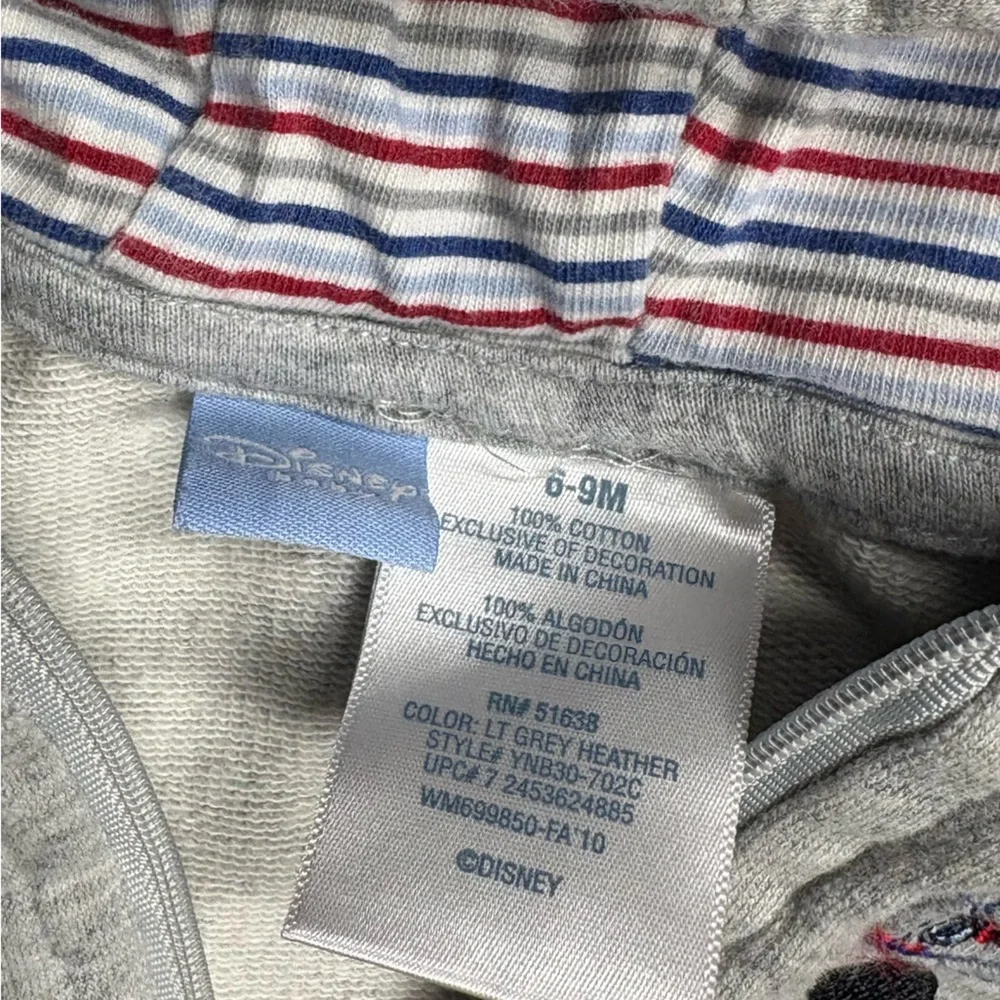 Disney Gray Mickey‎ Mouse Zip Up Jacket Size 6-9 Months